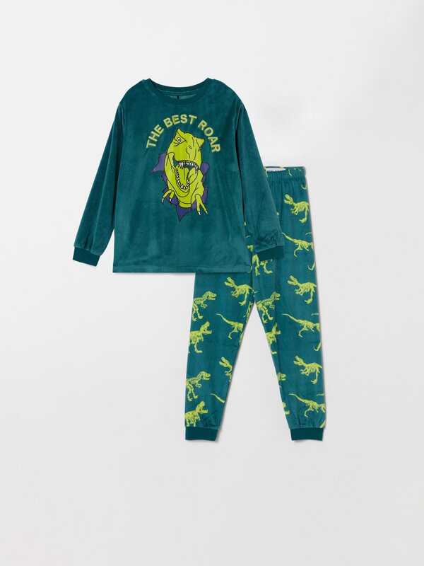 Faux fur printed pyjama set