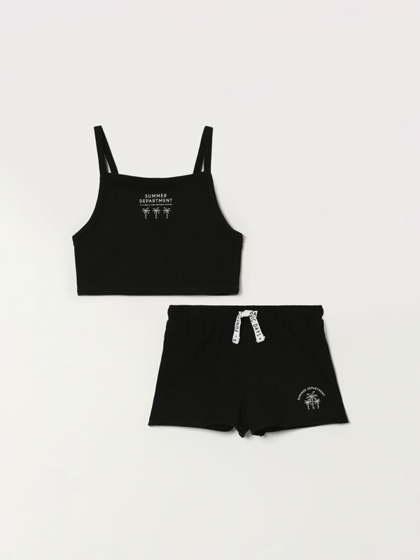 Printed top and shorts set