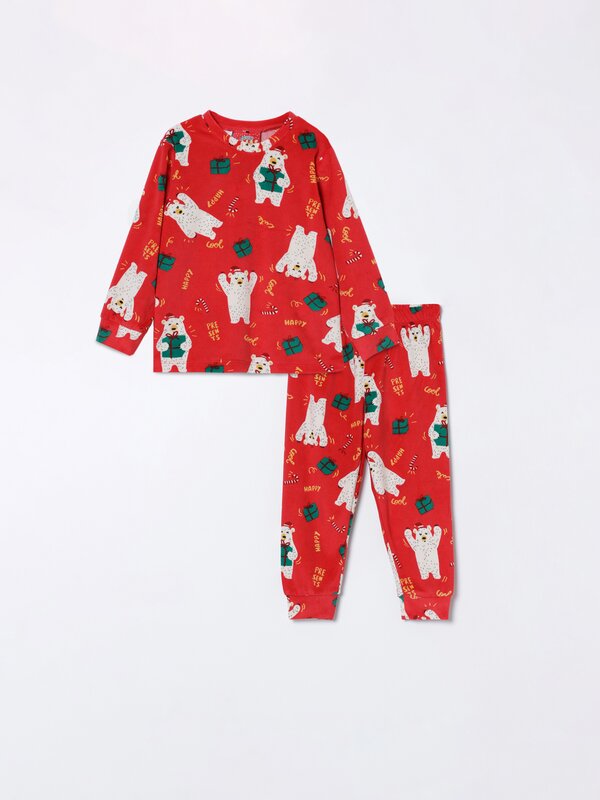 Set of velvet Christmas bear pyjamas