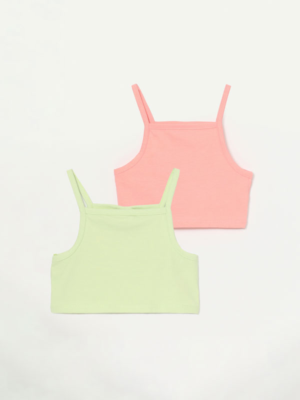 2-pack of strappy cropped T-shirts