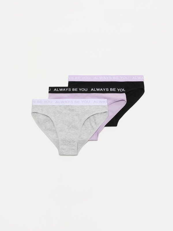 3-pack of sporty briefs with slogan detail