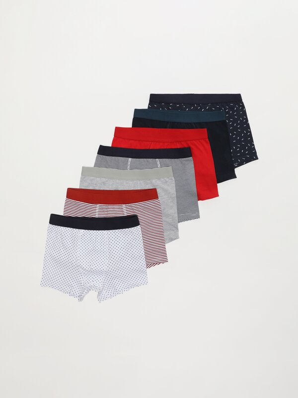 Pack of 7 plain and printed boxers