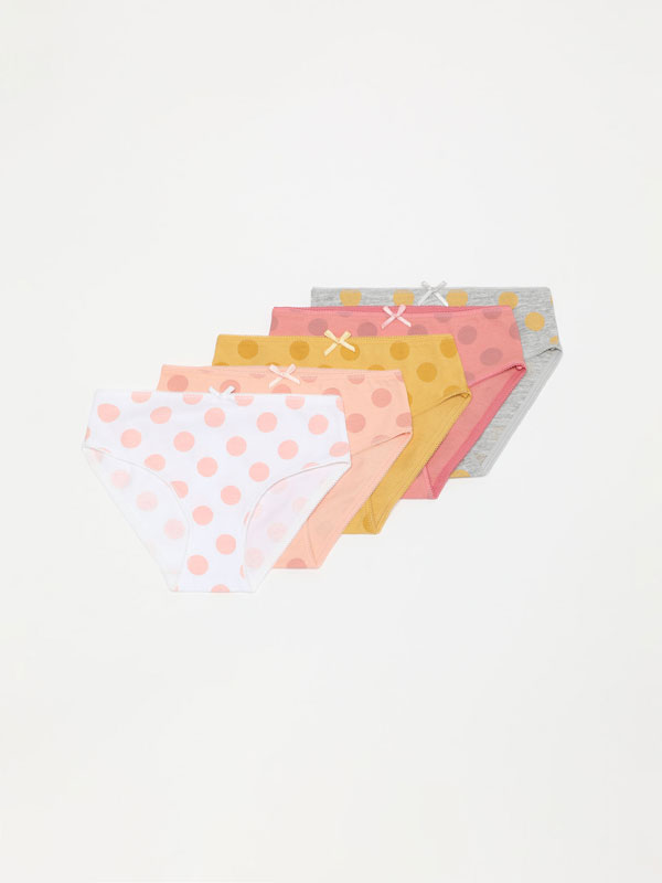 Pack of 5 pairs of classic briefs with a polka dot print