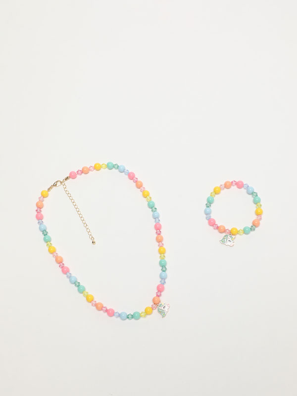 Unicorn necklace and bracelet set