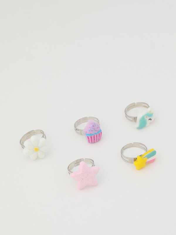 Pack of 5 embellished rings