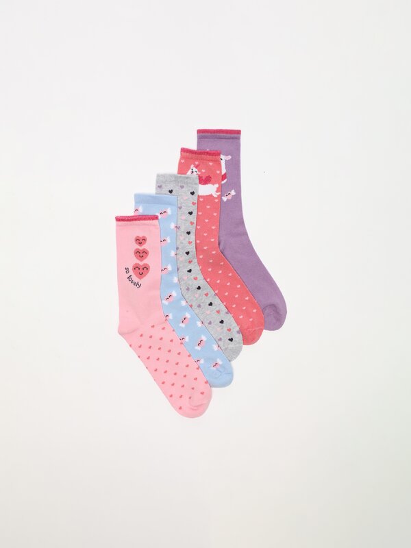 Pack de 5 pares de meias compridas com unicórnios