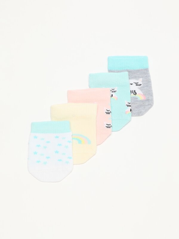 Pack of 5 pairs of printed socks