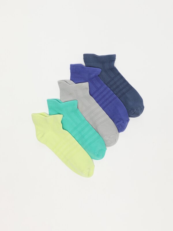 Pack of 5 pairs of coloured microfibre socks.