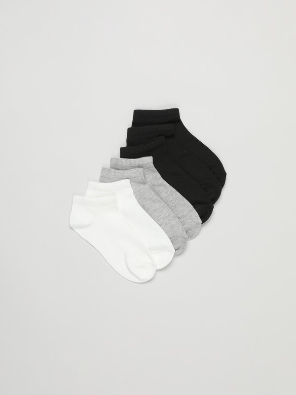 Pack de 7 pares de calcetines tobilleros de colores básicos