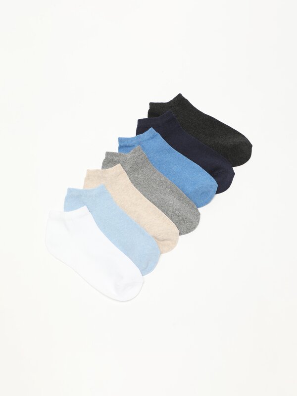 Pack de 7 pares de meias soquetes de cores básicas
