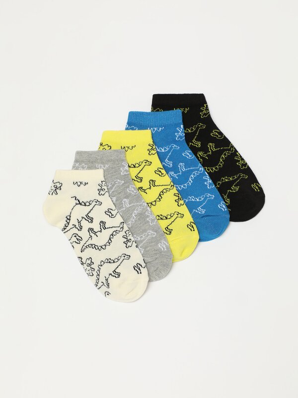 Pack de 5 pares de calcetíns estampado dinosauros