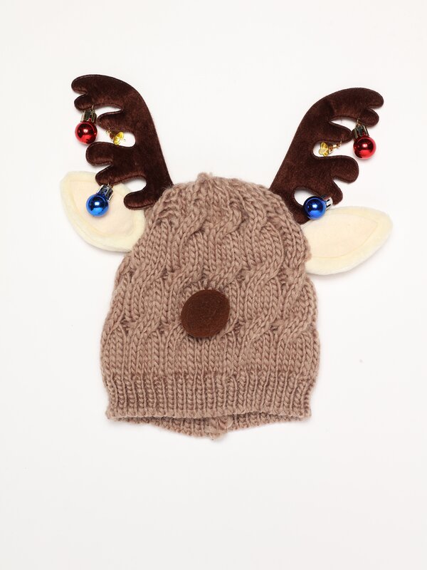 Reindeer beanie with Christmas sleigh bells
