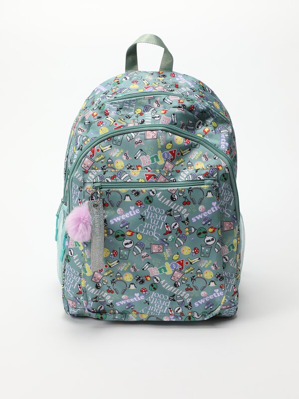 School backpack with printed drawings design
