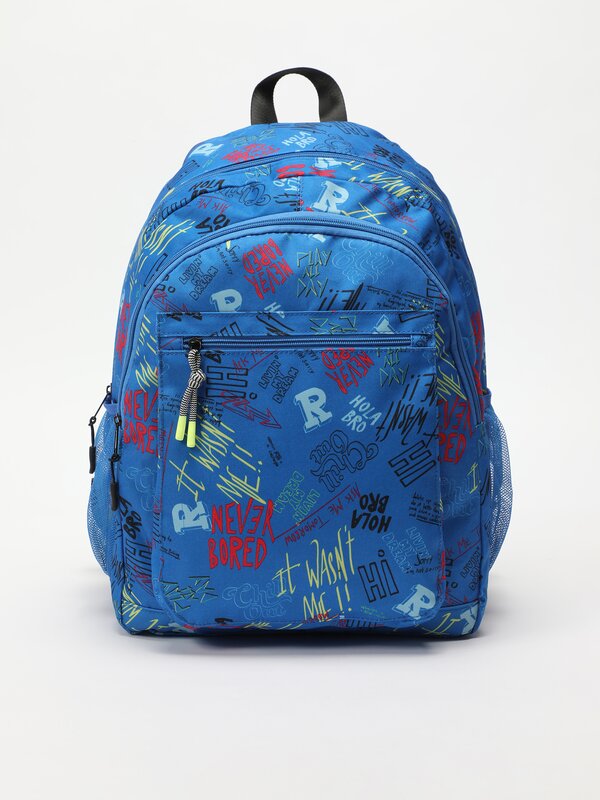 School backpack with graffiti design