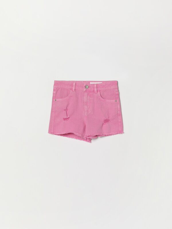 Coloured denim shorts