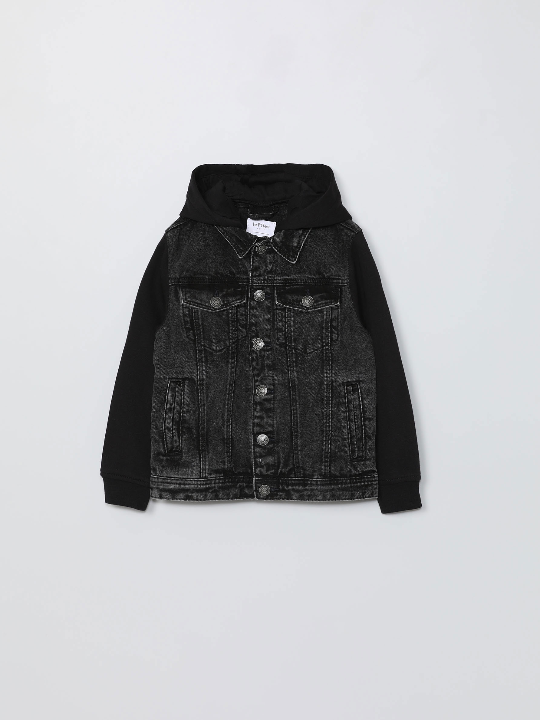 Contrast denim jacket with hood - JEANS 