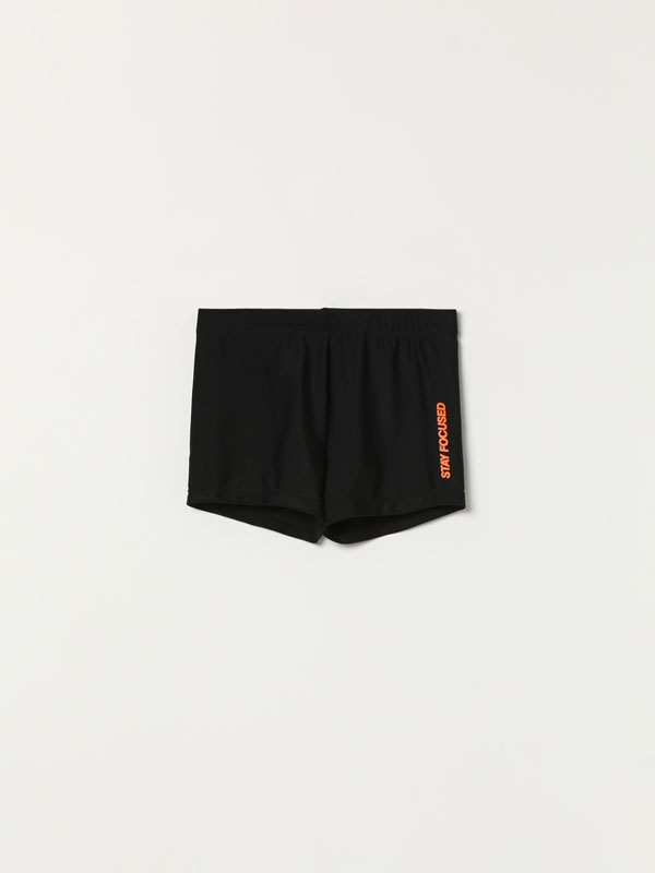Printed boxer swim shorts