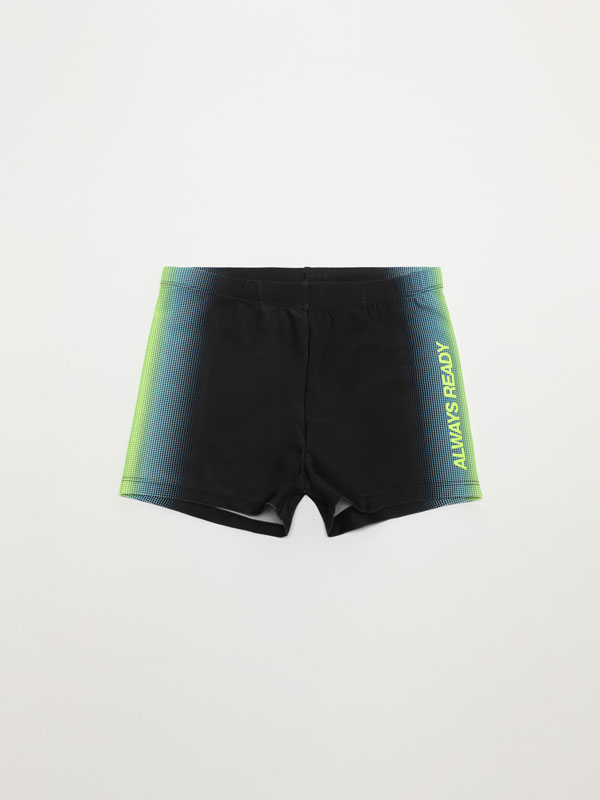 Boxer swim shorts with side stripe