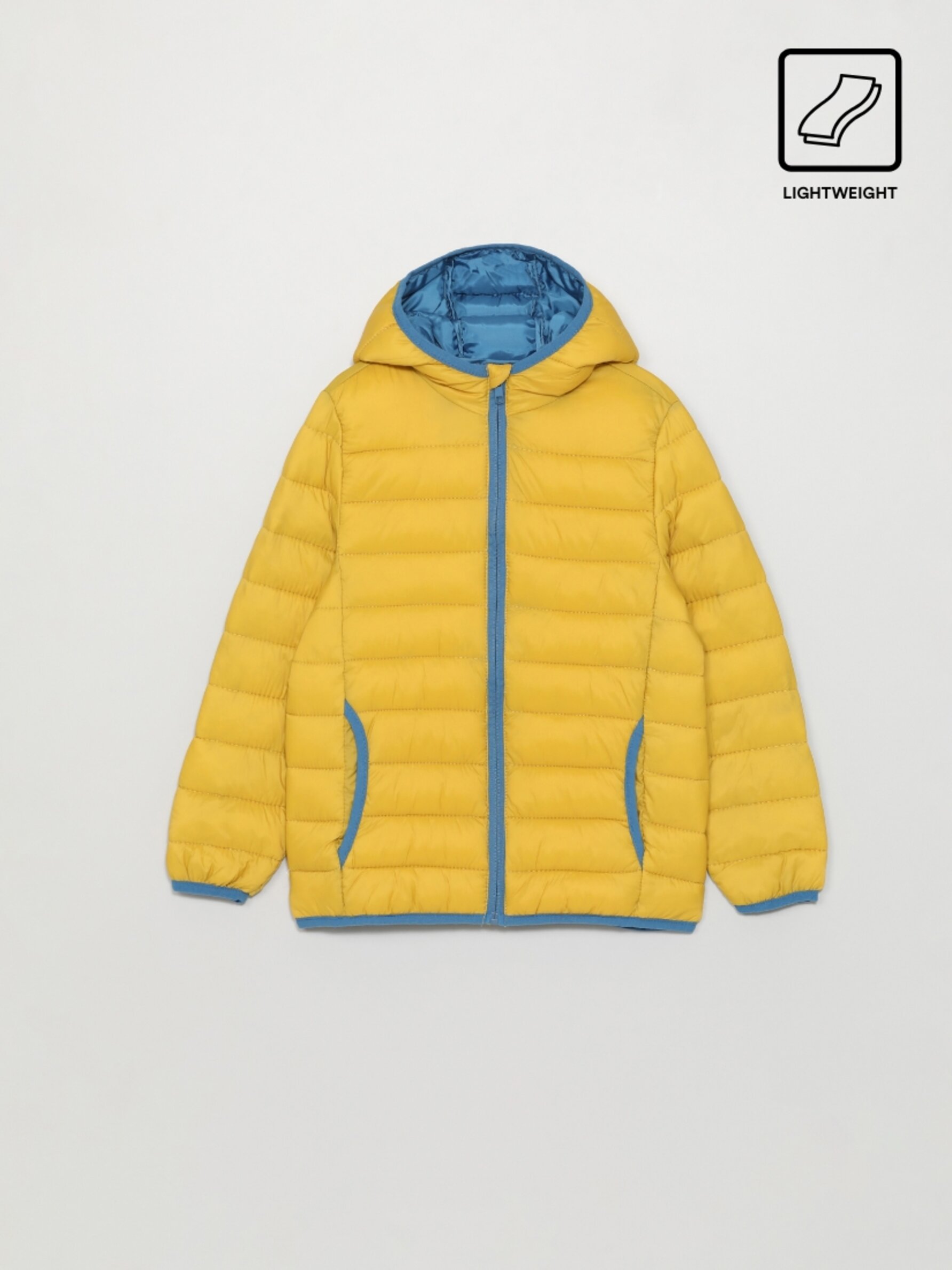 yellow lightweight puffer jacket