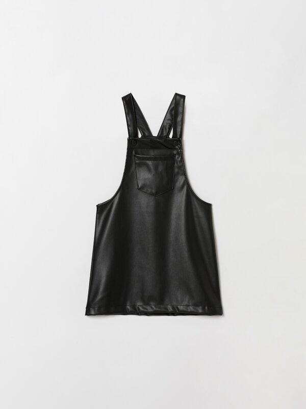 Faux leather pinafore dress