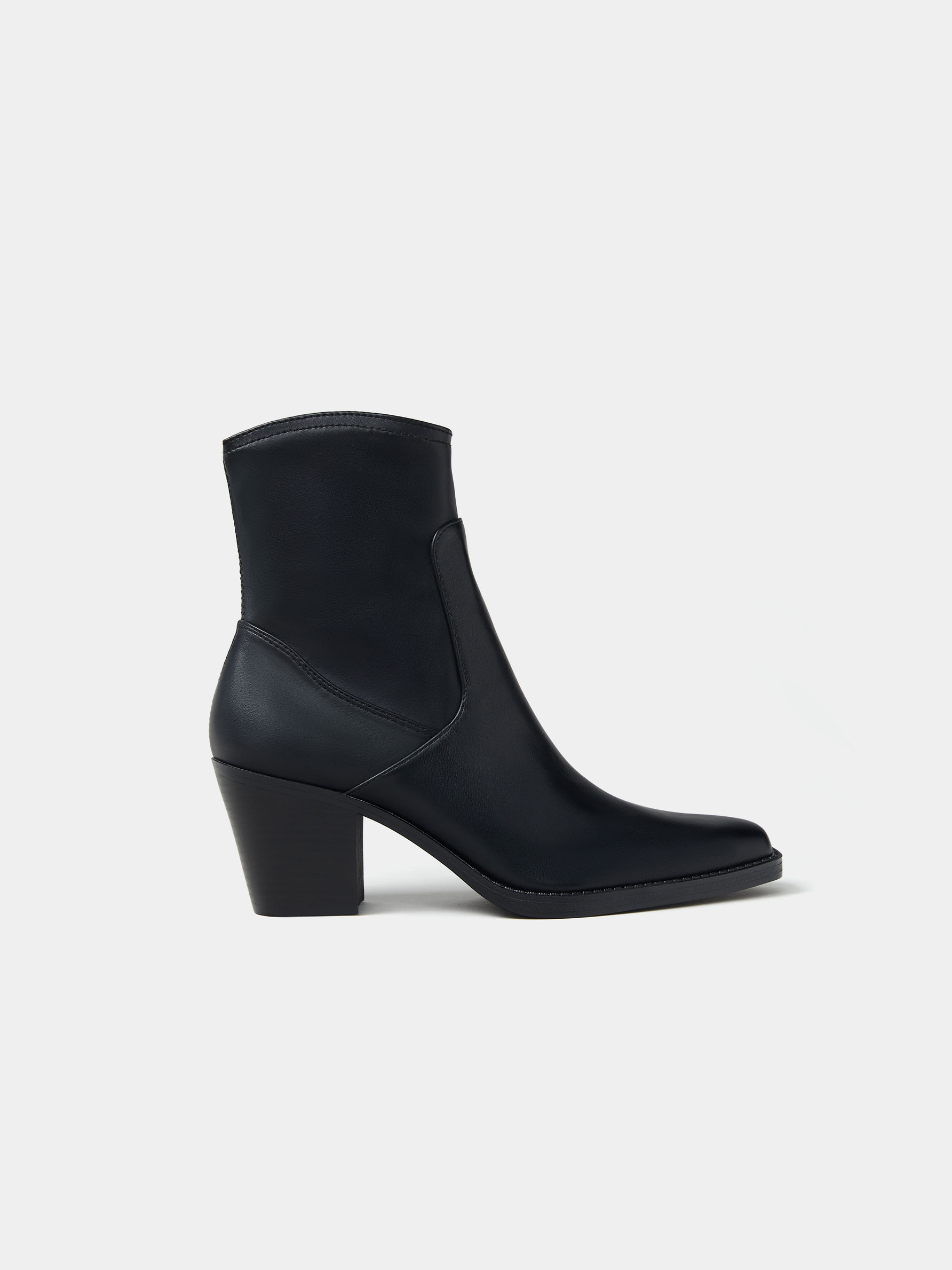 low rise black ankle boots