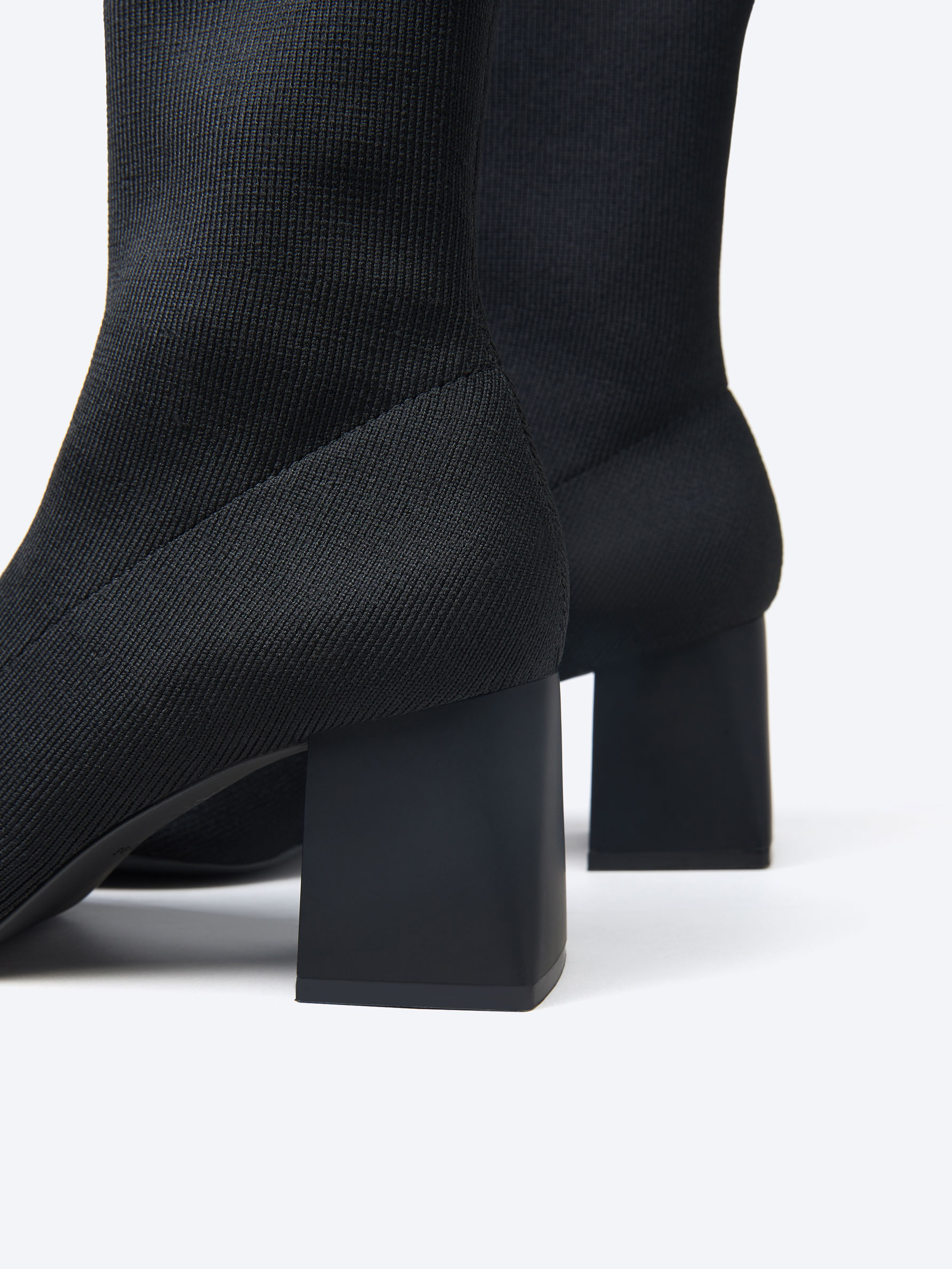High heel sock style ankle boots