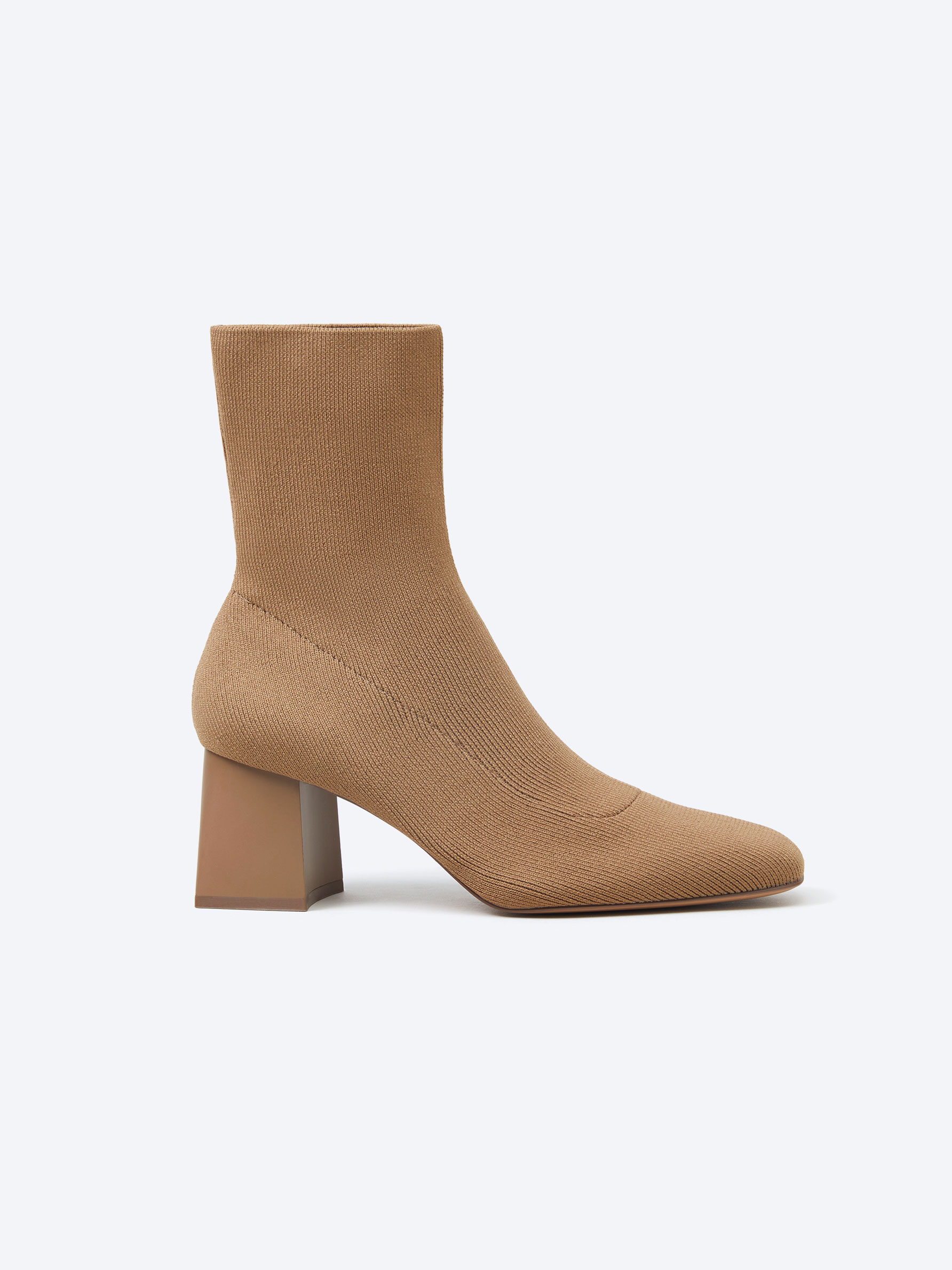 High-heel sock-style ankle boots