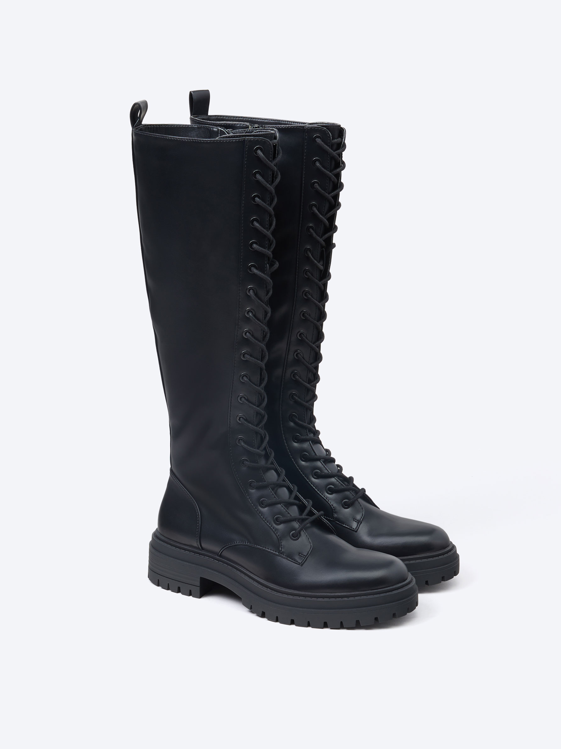 Knee high lace up biker boots clearance