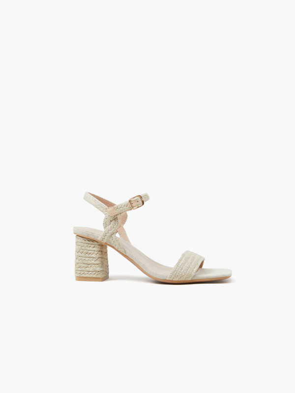 Sandalia tacón yute - ZAPATOS - TODA LA COLECCIÓN - MUJER - | Lefties ESPAÑA