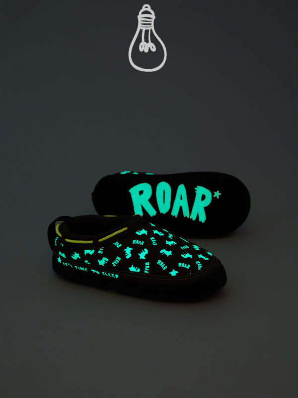 Fluorescent dinosaur house slippers