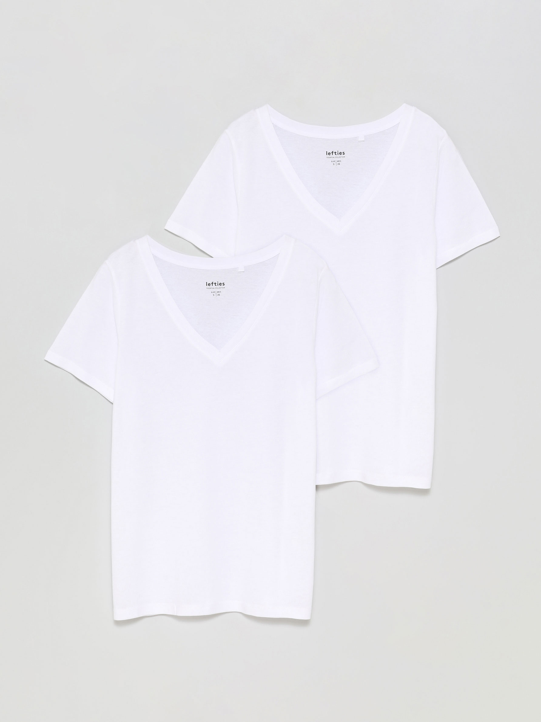Pack de 2 camisetas básicas con escote en pico - Camisetas Manga Corta -  CAMISETAS - TODA LA COLECCIÓN - MUJER - | Lefties ESPAÑA