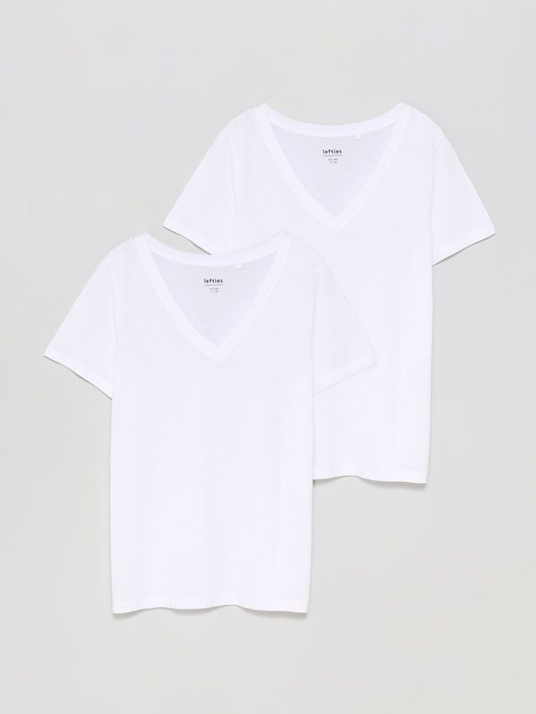 Pack de 2 camisetas básicas con escote en pico