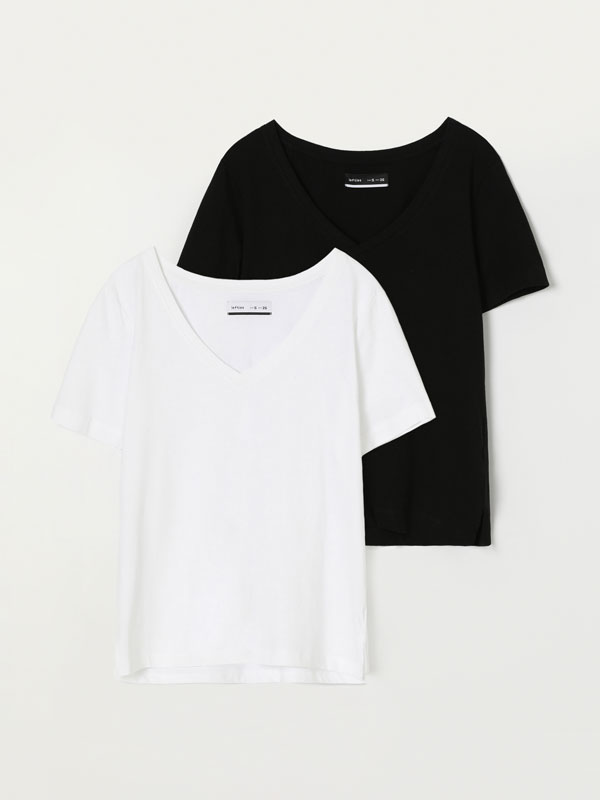 Pack de 2 camisetas básicas con escote en pico