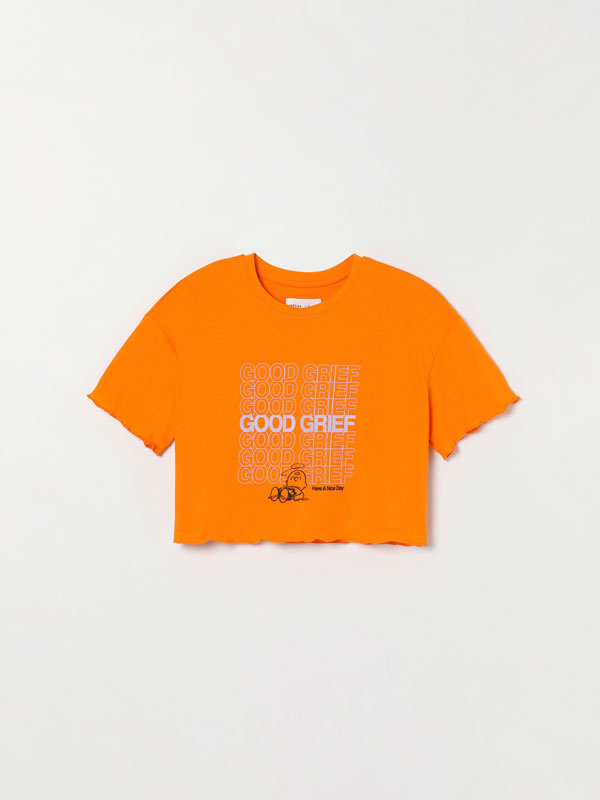 T-shirt cropped com estampado de Peanuts™