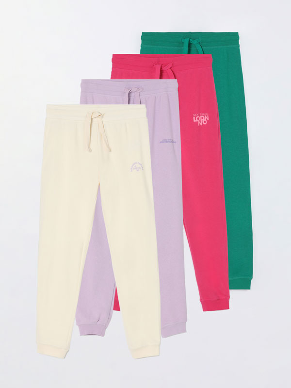 Pack of 4 contrast tracksuit bottoms