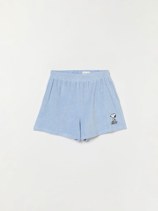 Pantalón curto efecto toalla de Snoopy Peanuts™