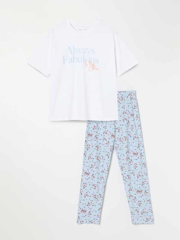 Conjunto de pijama estampado - PIJAMAS - TODA LA COLECCIÓN - MUJER - |  Lefties ESPAÑA