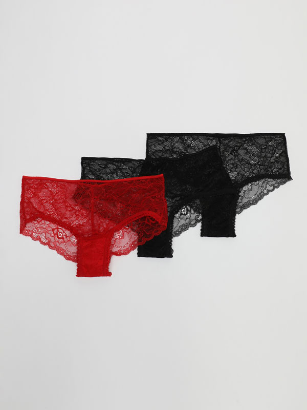 Pack of 3 lace hipster briefs