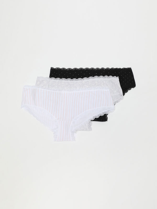 Pack of 3 printed hipster briefs