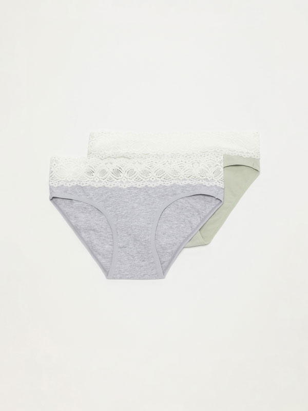Pack of 2 pairs of classic briefs with lace