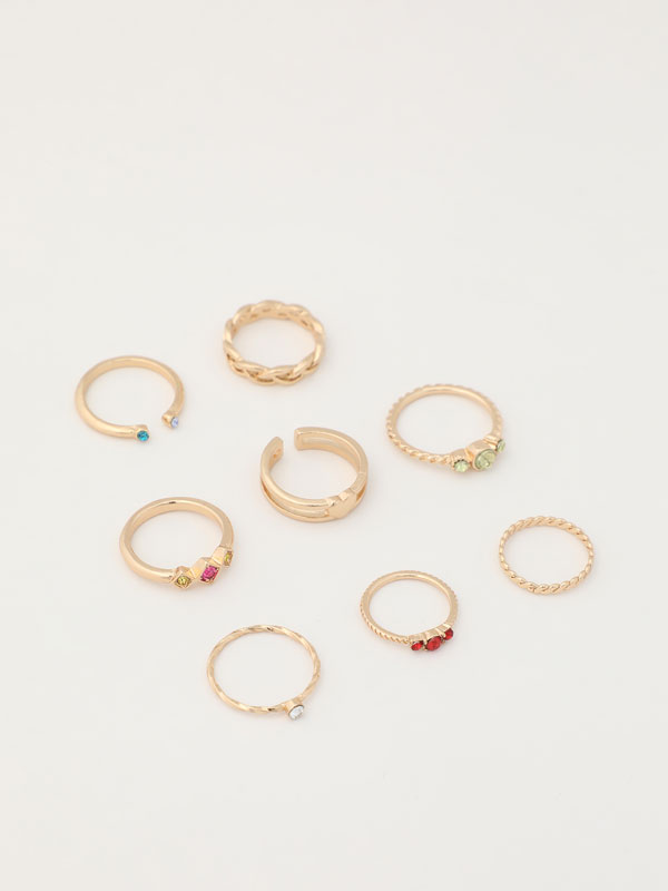 8-pack of coloured rings