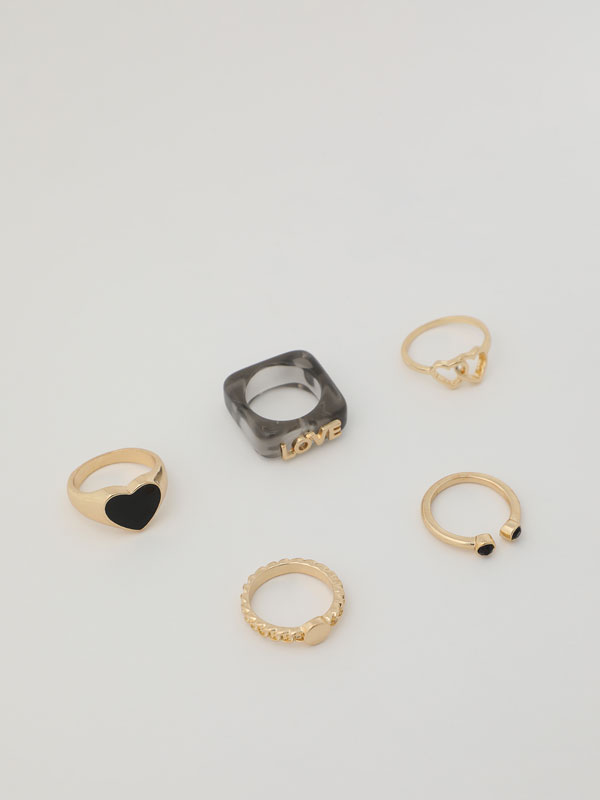 Pack de 5 anillos combinados - Bisutería - ACCESORIOS - TODA LA COLECCIÓN -  MUJER - | Lefties Mexico