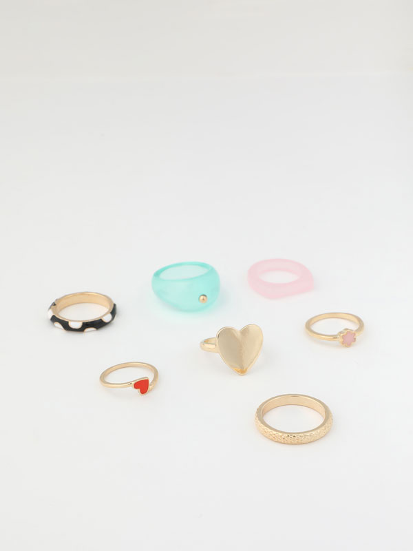 Pack de 7 anillos combinados - Accesorios - PROMOCIÓN - TODA LA COLECCIÓN -  MUJER - | Lefties ESPAÑA