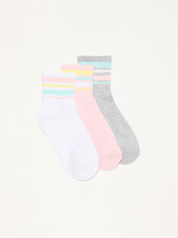 Pack of 3 pairs of contrast socks