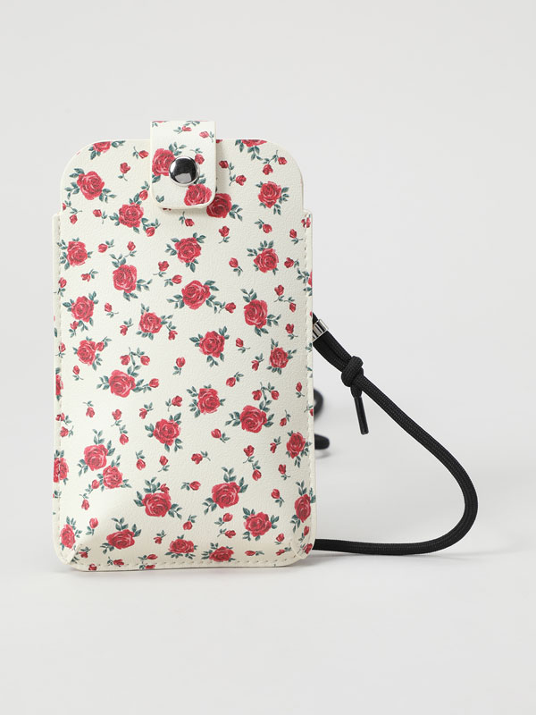 حقيبة هاتف محمول بطبعة زهور