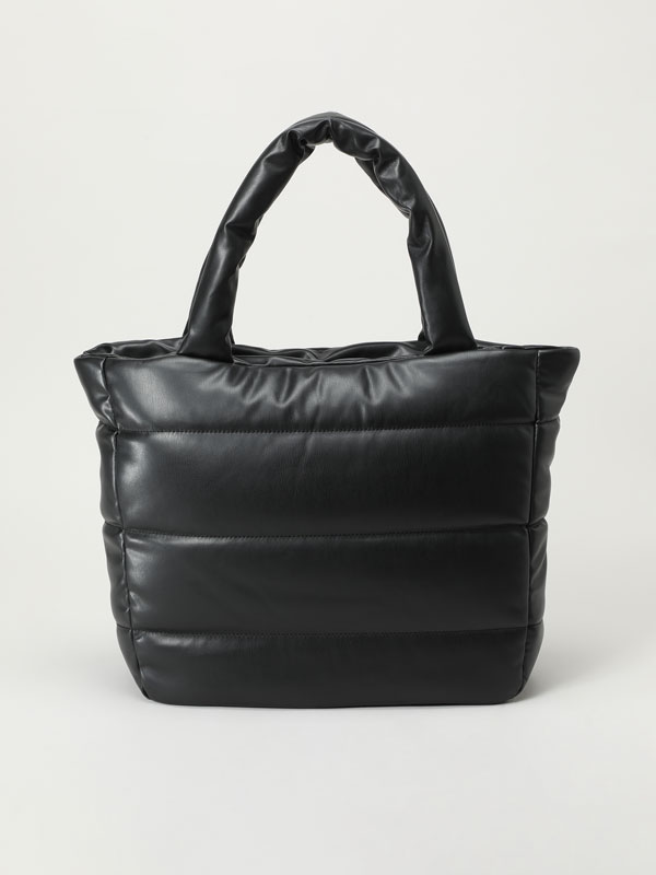 Faux leather puffer tote bag