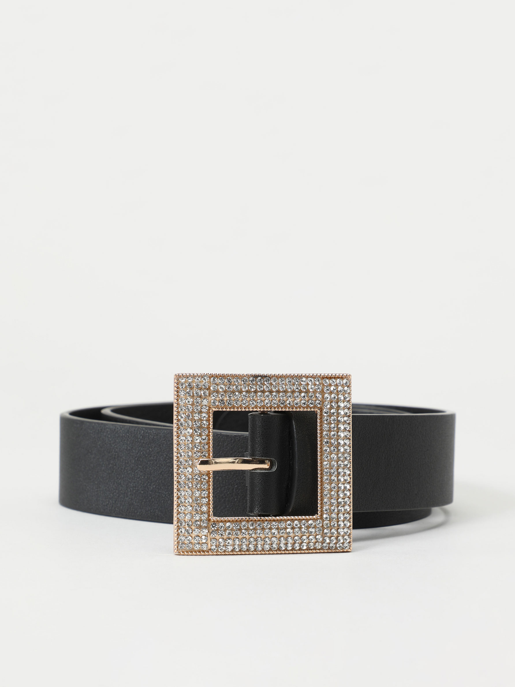 Belt with a square rhinestone buckle 