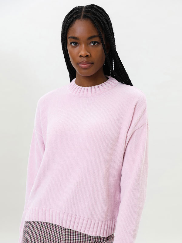 high neck pink sweater