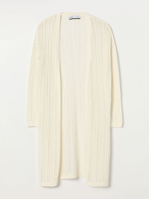 cream open knit cardigan