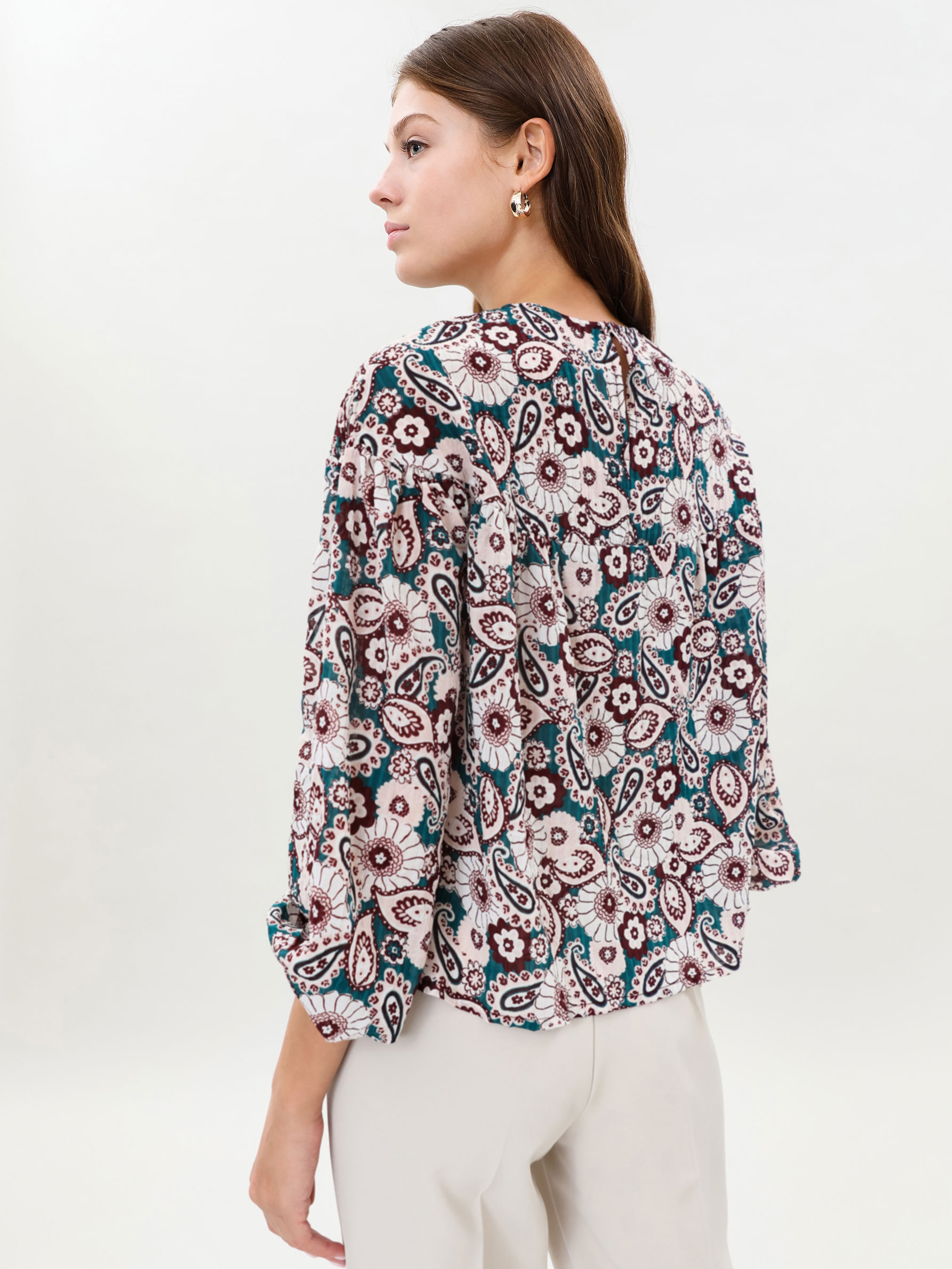 Vogue Women Lady Long Sleeve Asymmetric Print Floral Occident Tops Shirt Blouses